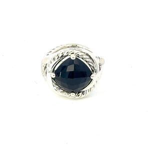 David Yurman Onyx Infinity Ring Size 7, 11 mm Sterling Silver Estate DY680